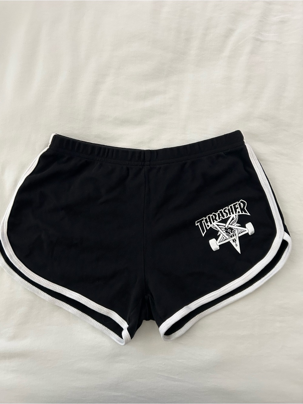 Thrasher Black Athletic Shorts with White Trim